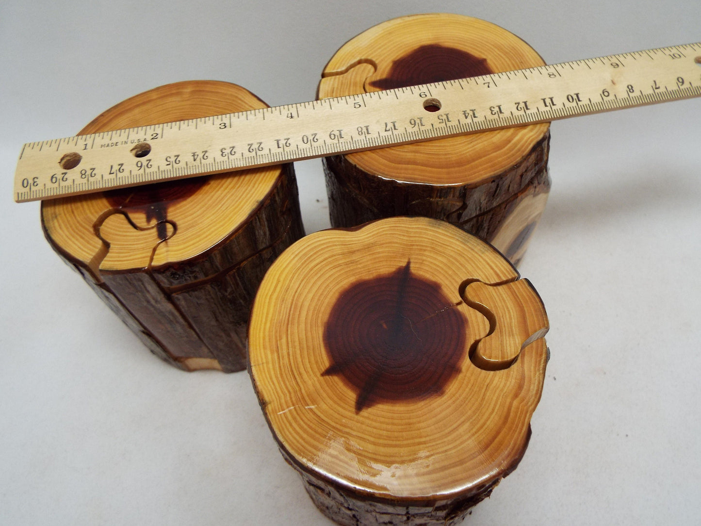 Live Edge Cedar Log Puzzle Box, Stash Box, Hostess Gift