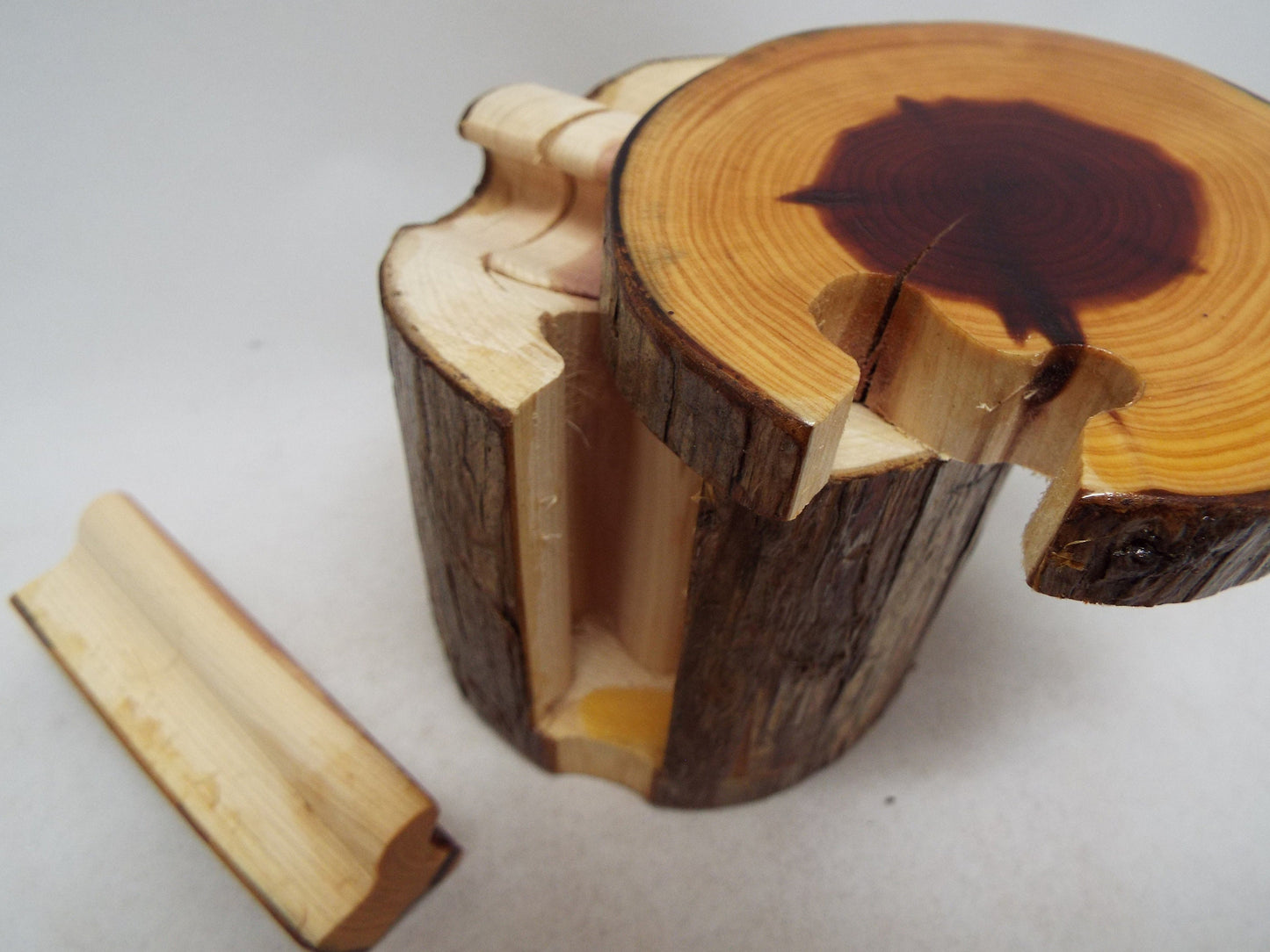 Live Edge Cedar Log Puzzle Box, Stash Box, Hostess Gift