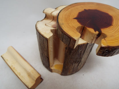 Live Edge Cedar Log Puzzle Box, Stash Box, Hostess Gift