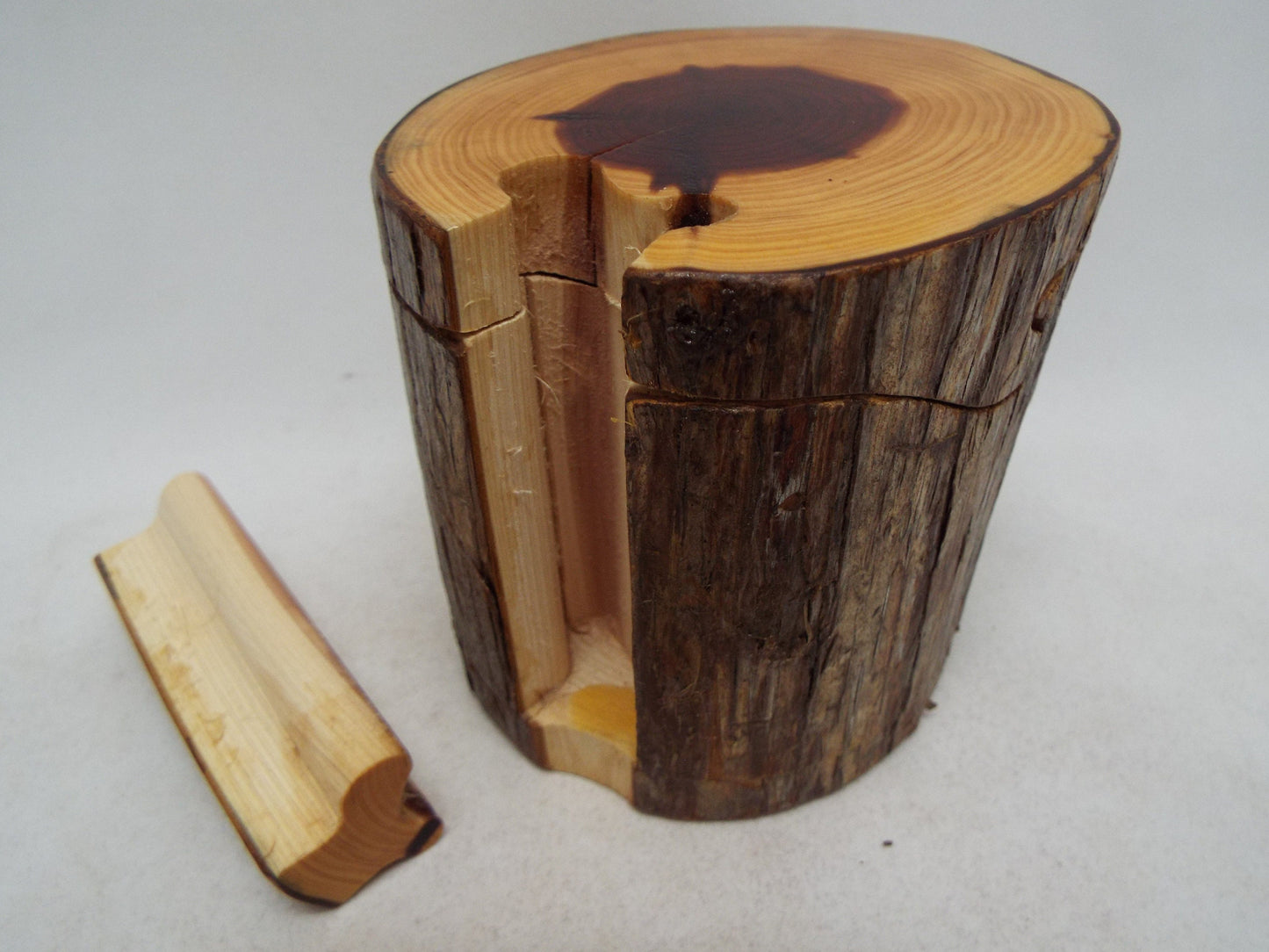 Live Edge Cedar Log Puzzle Box, Stash Box, Hostess Gift