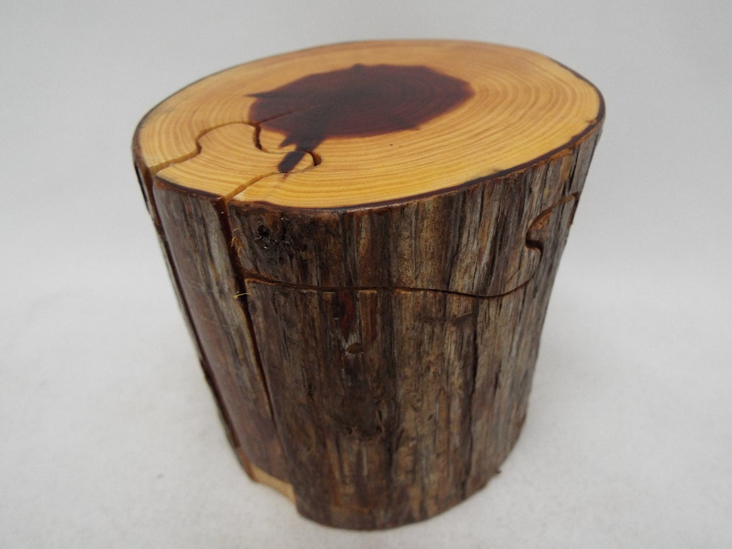Live Edge Cedar Log Puzzle Box, Stash Box, Hostess Gift