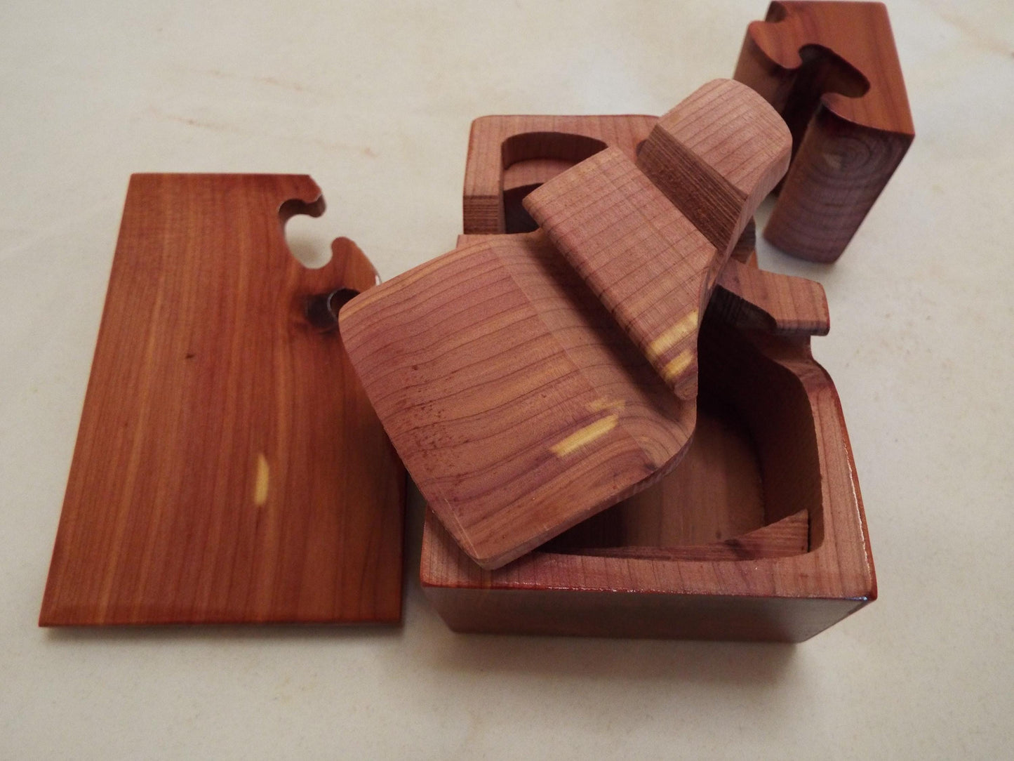 Handmade Custom Aromatic Red Cedar Wooden Puzzle Box for niece, nephew or grandchild.