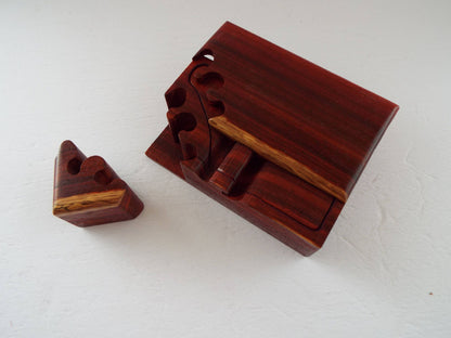 Handmade Band Saw Puzzle Box, Natural Hardwood Keepsake