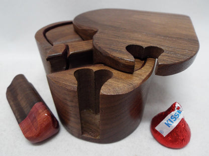 Romantic handmade gift for someone special.  Unique custom heart shaped box, handmade band saw puzzle box.