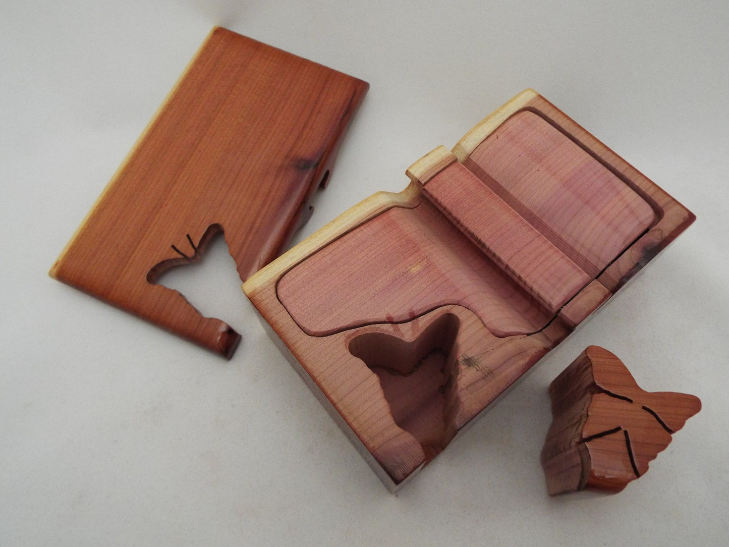 Butterfly Gift: Handmade Cedar Wood Butterfly Puzzle Box