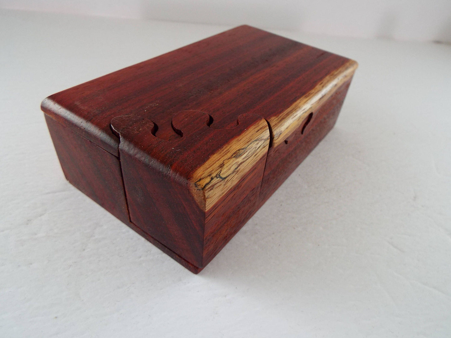 Handmade Band Saw Puzzle Box, Natural Hardwood Keepsake