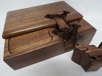Gift for Angler, Bass Fishing Puzzle Box, Handmade Wooden Keepsake