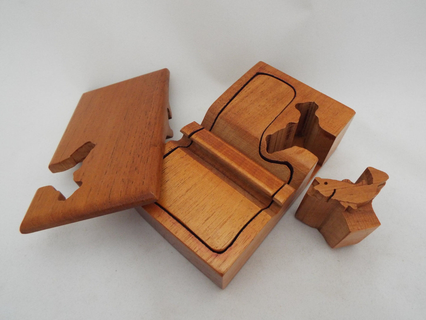 Gift for Angler, Bass Fishing Puzzle Box, Handmade Wooden Keepsake