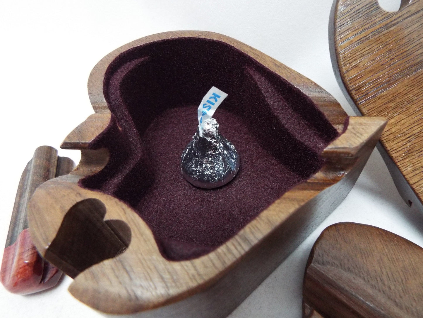 Romantic handmade gift for someone special.  Unique custom heart shaped box, handmade band saw puzzle box.