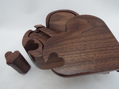 Wood Anniversary large heart for that special someone, wooden jewelry treasure puzzle box, anniversary gift, romantic gift for him or her