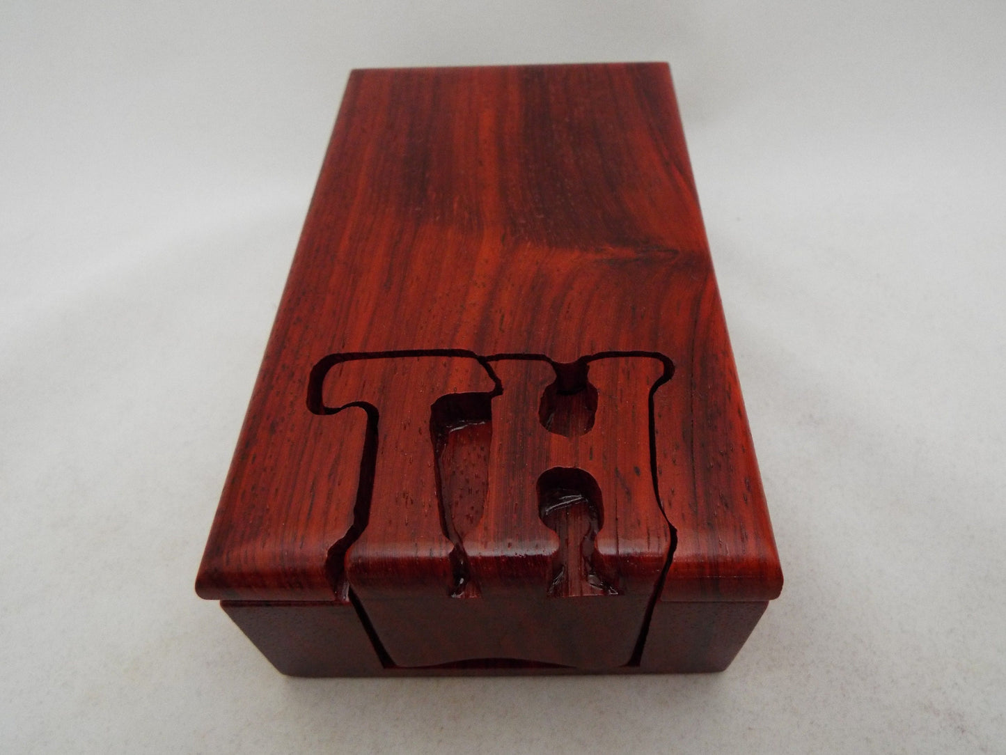 Custom Initial Puzzle Box: Large Handmade Hardwood Stash Box
