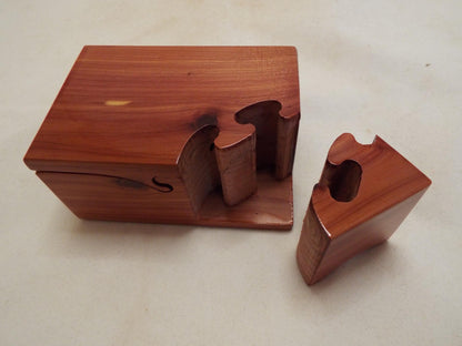 Handmade Custom Aromatic Red Cedar Wooden Puzzle Box for niece, nephew or grandchild.