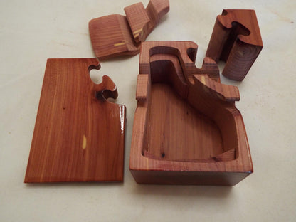 Handmade Custom Aromatic Red Cedar Wooden Puzzle Box for niece, nephew or grandchild.