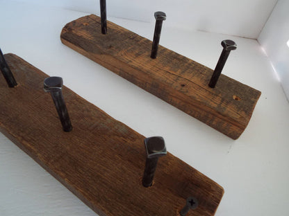 Rustic Barn Wood Coat Rack, 3 Bolt Hangers, Farmhouse Decor