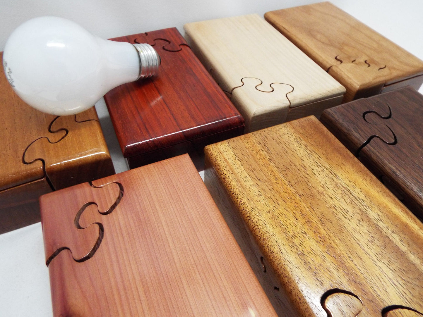 Handmade Band Saw Puzzle Box, Natural Hardwood Keepsake