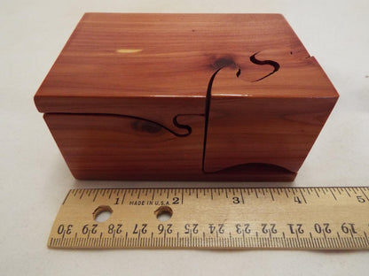 Handmade Custom Aromatic Red Cedar Wooden Puzzle Box for niece, nephew or grandchild.