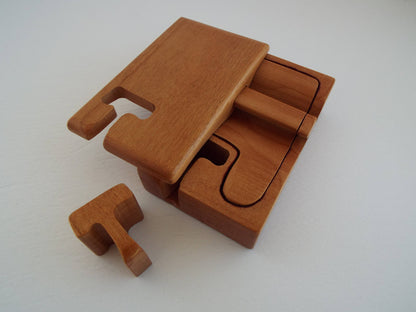 Custom Initial Puzzle Box: Large Handmade Hardwood Stash Box