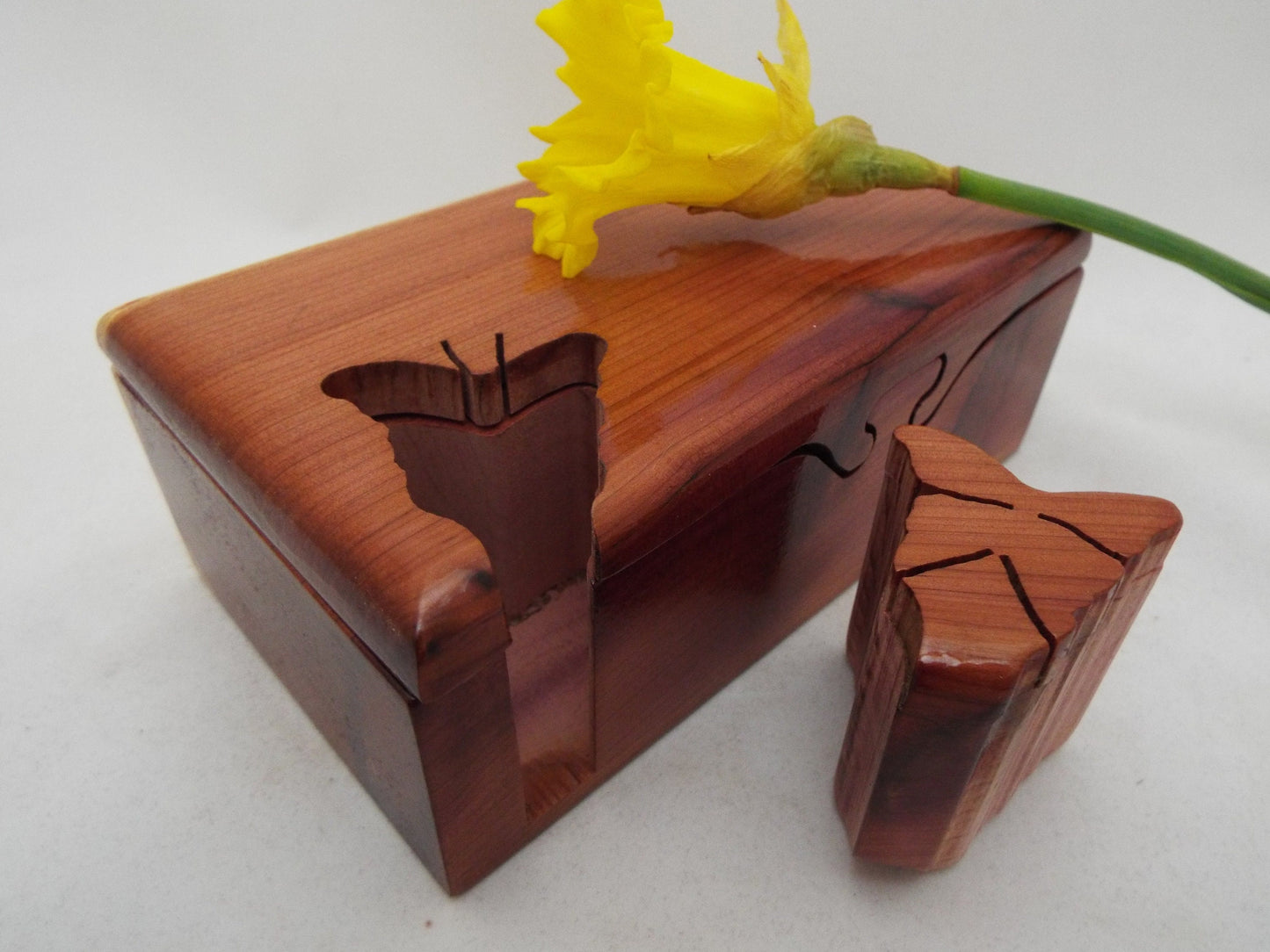 Butterfly Gift: Handmade Cedar Wood Butterfly Puzzle Box