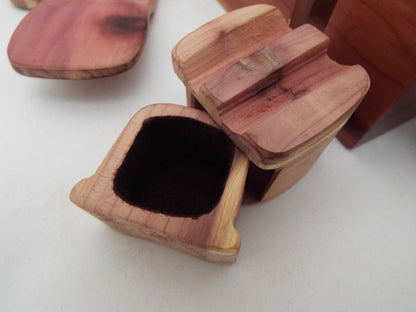 Handmade Wooden Puzzle Box, Walnut Mahogany Red Cedar, Band Saw Gift Box