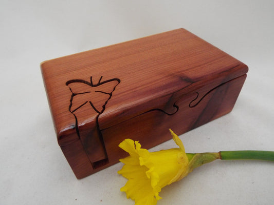 Butterfly Gift: Handmade Cedar Wood Butterfly Puzzle Box