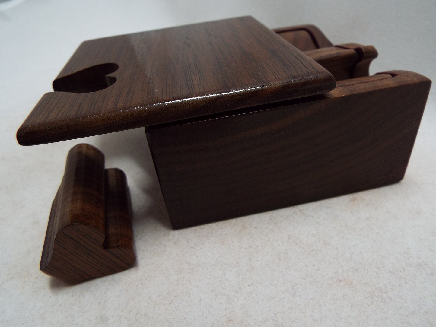 Wood Anniversary Puzzle Box, Handmade Stash Box with Heart Key
