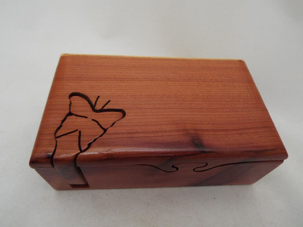 Gardener Gift: Handmade Cedar Wood Butterfly Puzzle Box – SawCraft