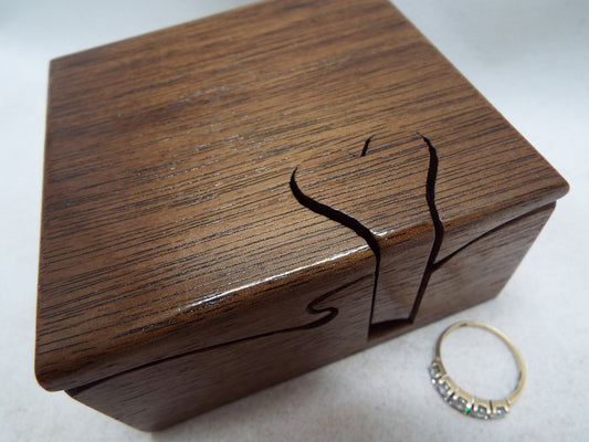 Wood Anniversary Puzzle Box, Handmade Stash Box with Heart Key
