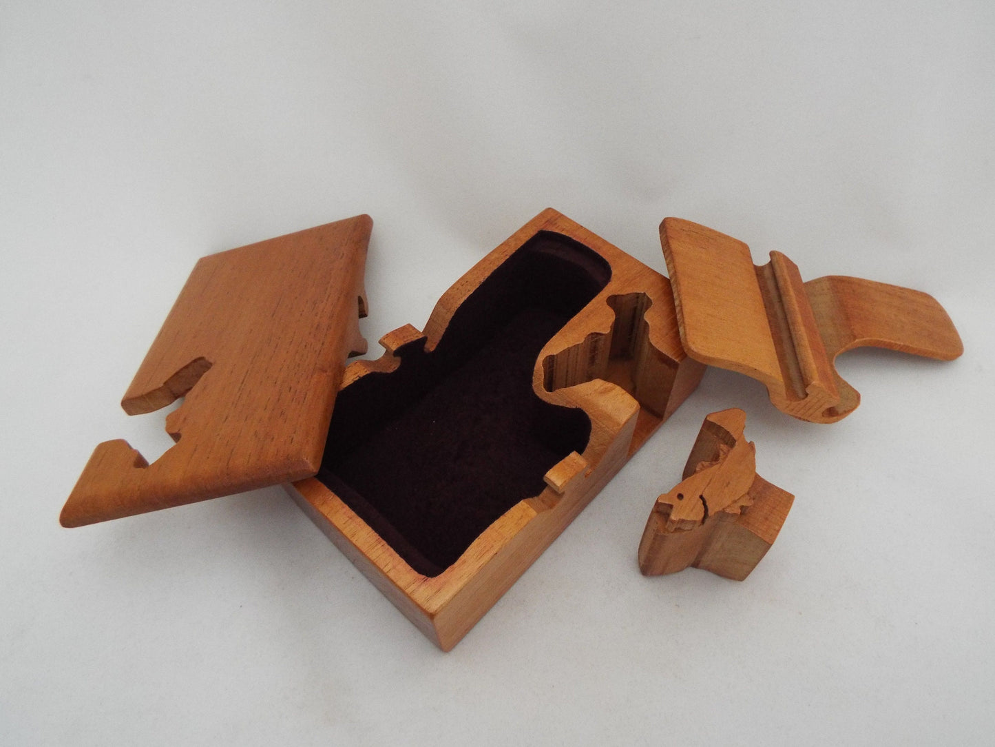 Gift for Angler, Bass Fishing Puzzle Box, Handmade Wooden Keepsake