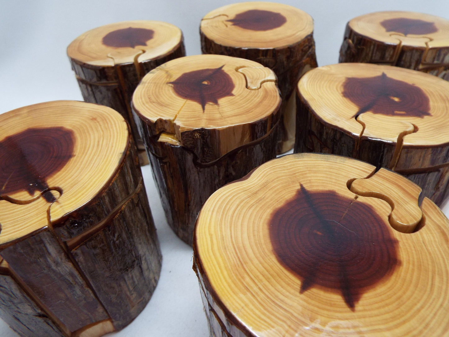 Live Edge Cedar Log Puzzle Box, Stash Box, Hostess Gift