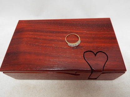 Wood Anniversary Puzzle Box, Handmade Stash Box with Heart Key