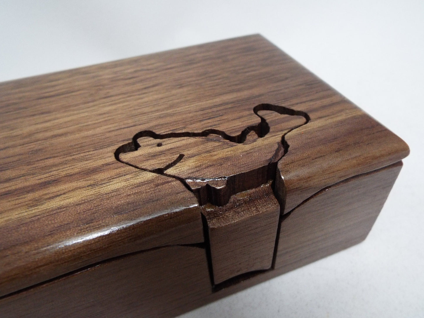Gift for Angler, Bass Fishing Puzzle Box, Handmade Wooden Keepsake