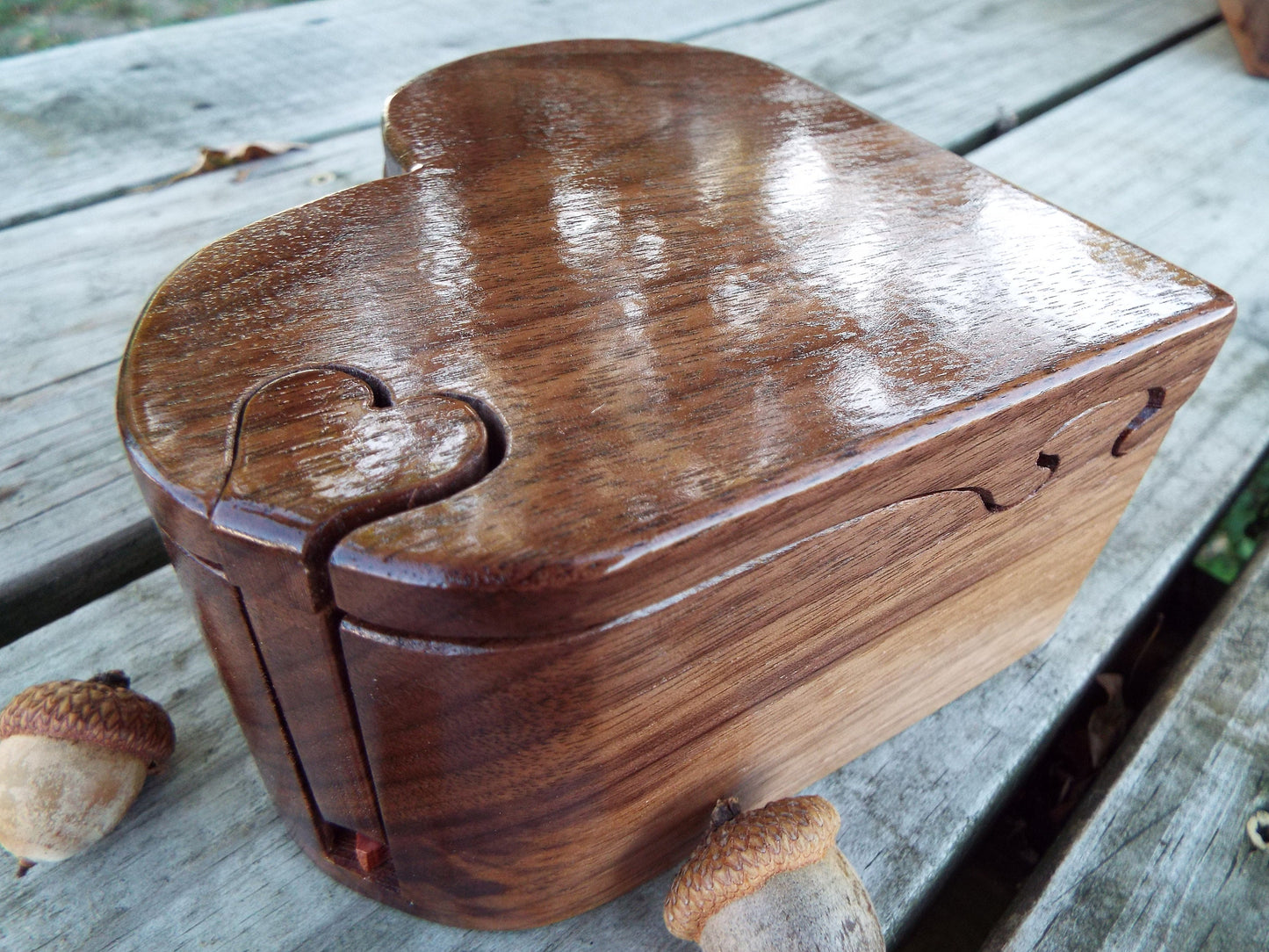 Wood Anniversary large heart for that special someone, wooden jewelry treasure puzzle box, anniversary gift, romantic gift for him or her
