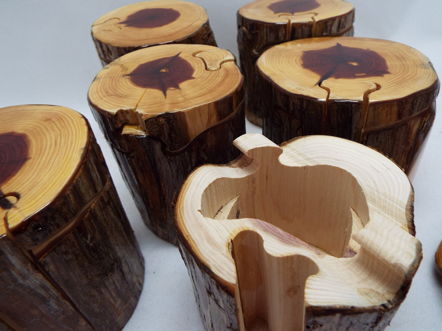 Live Edge Cedar Log Puzzle Box, Stash Box, Hostess Gift