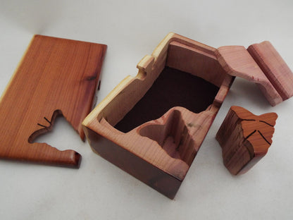 Butterfly Gift: Handmade Cedar Wood Butterfly Puzzle Box