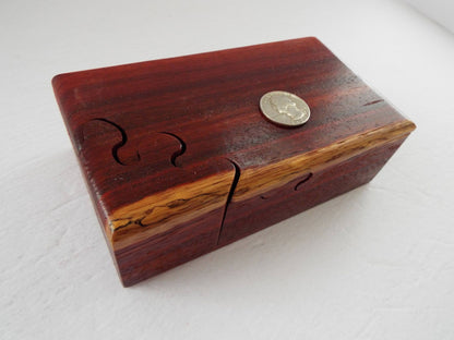 Handmade Band Saw Puzzle Box, Natural Hardwood Keepsake