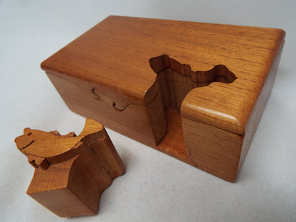 Gift for Angler, Bass Fishing Puzzle Box, Handmade Wooden Keepsake