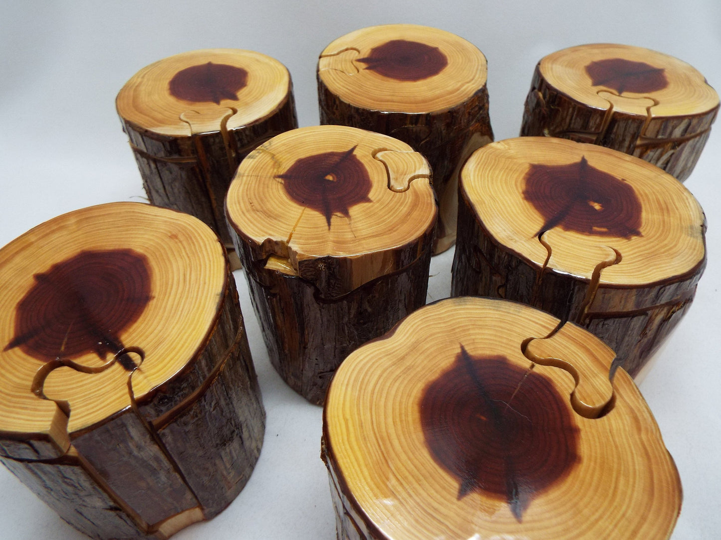 Live Edge Cedar Log Puzzle Box, Stash Box, Hostess Gift