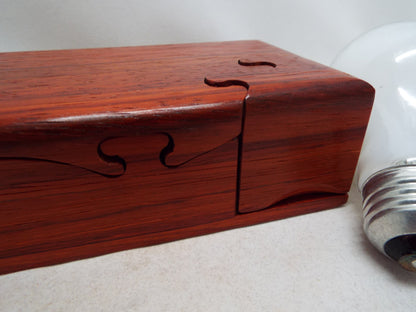 Handmade Band Saw Puzzle Box, Natural Hardwood Keepsake