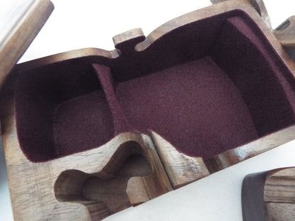 Handmade Wooden Puzzle Box, Walnut Mahogany Red Cedar, Band Saw Gift Box
