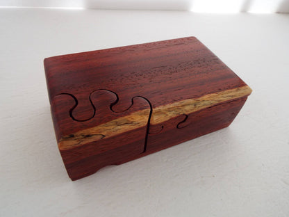 Handmade Band Saw Puzzle Box, Natural Hardwood Keepsake