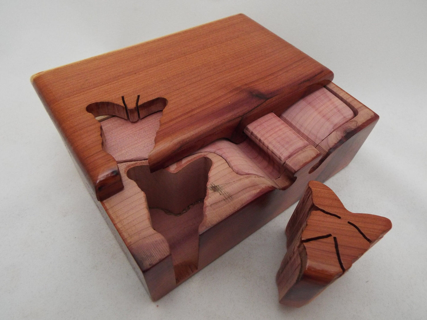Butterfly Gift: Handmade Cedar Wood Butterfly Puzzle Box